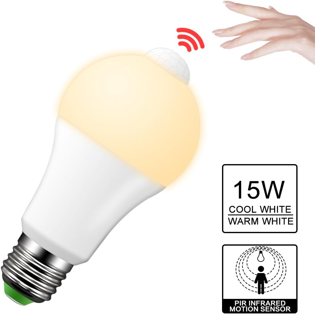 LightAurora LED PIR Motion Sensor Light Bulb, 10W E27 Auto On/Off LED