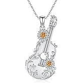 CUOKA MIRACLE Guitar Necklace S925 Sterling Silver Guitar Necklaces For Women Music Necklace Guitar Music Jewelry Gifts For Women Music Guitar Lover Graduation Gifts