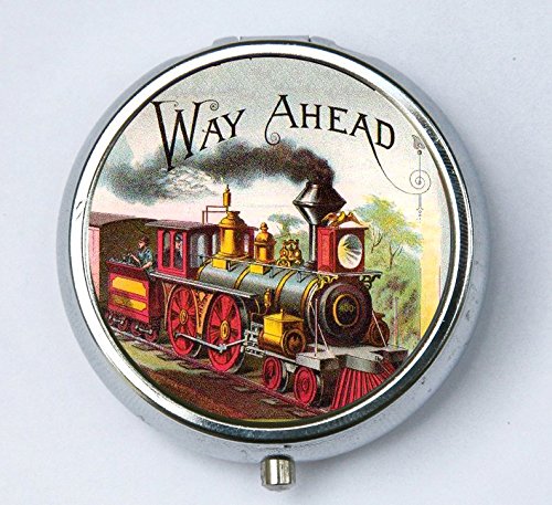 Train PILL case pillbox pill box holder vintage locomotive - Thumbnail 2