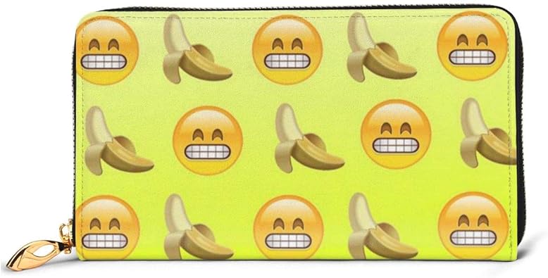 Amazon 財布 長財布 絵文字バナナ レディース ファスナー財布 バック 旅行財布 携帯 クラッチ お札入れ スマフォン パスポート 収納 大容量 本革 カードケース ｌ型 人気 おしゃれ プリント パース ウォレット 女性 金入れ 財布