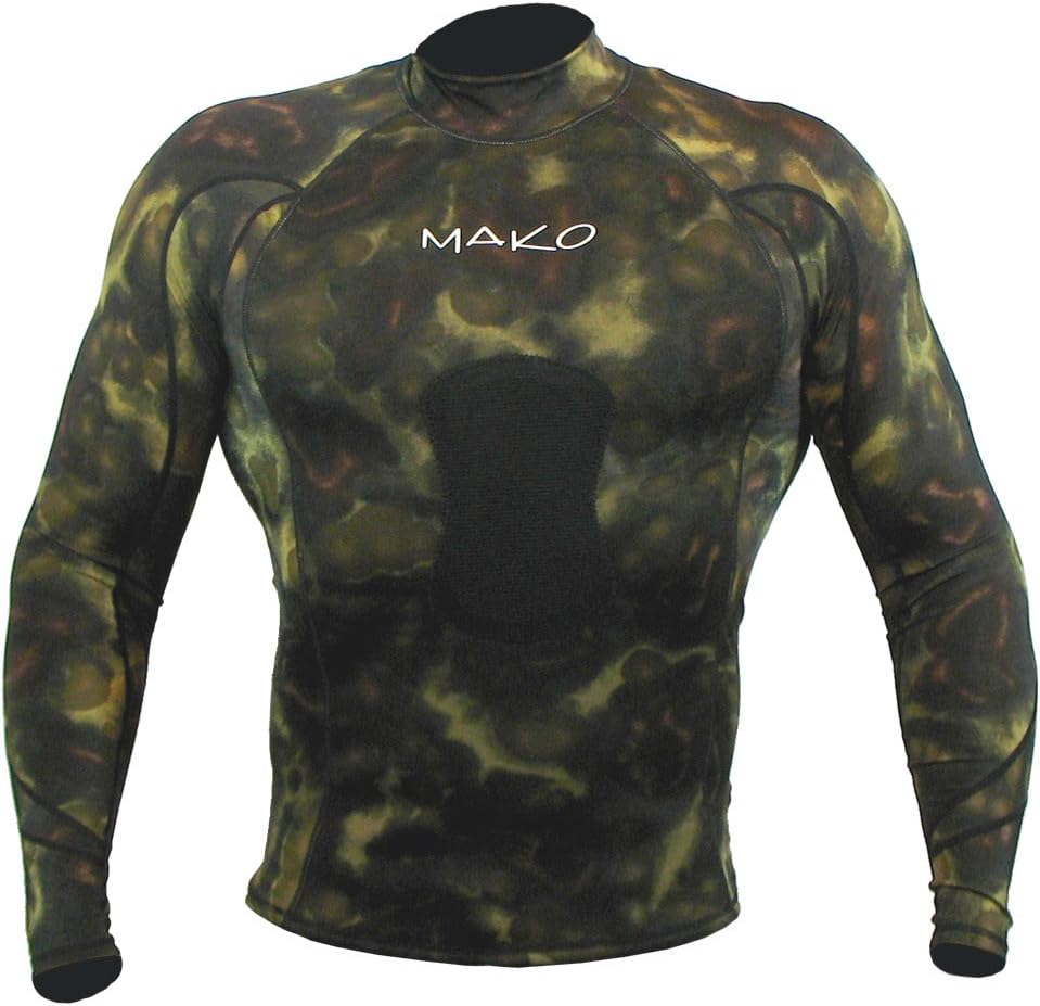 Wetsuit Shirt Spearfishing Green Camouflage Lycra Long Sleeve - 1.5mm
