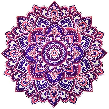 Marusthali Round Roundie Beach Throw Tapestry Pink And Purple Flower Table Covers Home Decor Yoga Mat Towel Bohemian Spread Cover Sheet Dining Round Table Cloths