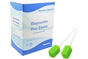MUNKCARE Dental Swabs Unflavored Swabsticks-Oral Cavity Cleaning Mouth Swab, Tooth Shaped, Untreated Unflavored, Box of 150 Counts (Fruit Green)