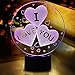 YKLWORLD I Love You Mothers Day Gifts, Heart 3D LED Illusion Lamp Night Light 7 Colors Changing Touch Switch Table Desk Lamps Fun Unique Birthday Valentine's Day Gift for Kid