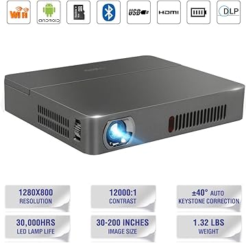 Proyector Pico WiFi Mini DLP Proyector 3D Bluetooth Portátil-350 ...