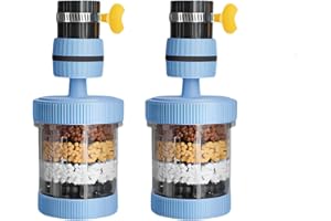 CBTLYSK 2 Piece Faucet Mount Filter, Faucet Water Filter Purifier Kitchen Faucet Filtration Activated Carbon Removes Chlorine Heavy Metals Hard Water (Blue)