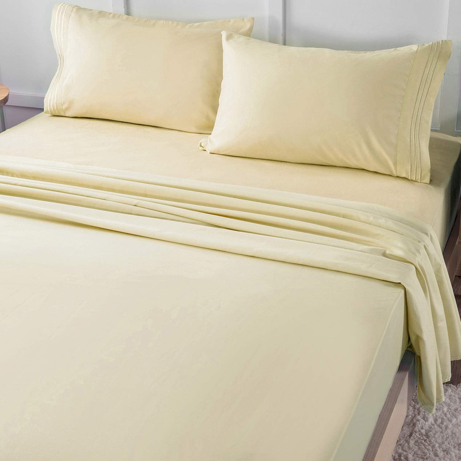 LIANLAM King 6 Piece Bed Sheets Set - Super Soft Brushed Microfiber 1800 Thread Count - Breathable Luxury Egyptian Sheets Deep Pocket - Wrinkle and Hypoallergenic(King, Grey)