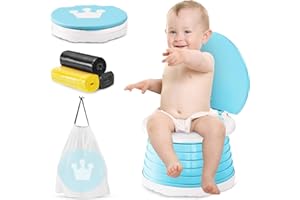 YZNLIFE Travel Potty for Toddler, Portable and Foldable Toilet, Apply to Seat Emergency Toilet for Car, Camping, Outdoor, Indoor with 3 Rolls Bag（Light Blue)