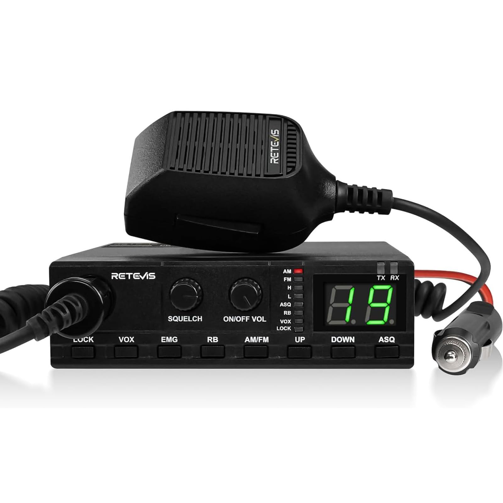 Retevis MB62 CB Radio, AM/FM CB UK, VOX,Strong Signal, ASQ/SQ for Clear Sound, Emergency Channel 9/19 with Wide Compatibility, Key Lock, Mini Radio for Truckers, Vans, Lorry (1Pcs)