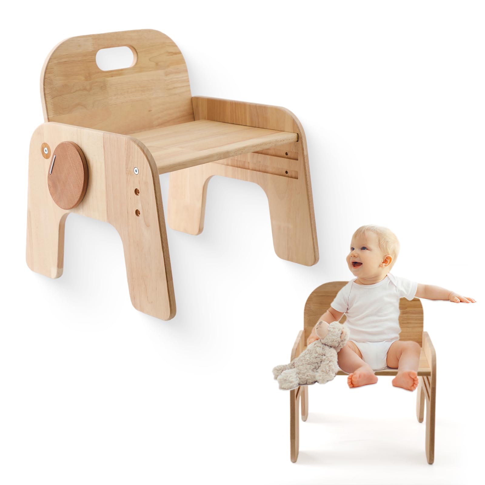Photo 1 of **SEE PHOTOS and clerk notes**ibwaae Natural Solid Wooden Kids Chair Height-Adjustable Wooden Chair for Toddlers Montessori Furniture Birthday Gift for Children