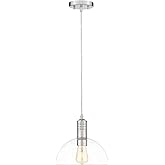 Ove Decors Ella 10 in. 1 Ceiling Pendant Light, Plated Brushed Nickel Finish