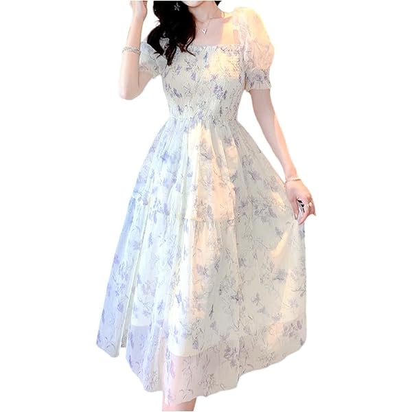 Generic Korean Style Floral Party Dress Women's Bow Strap Floral Print Mini  Dress, X-Small, Black at Amazon Women's Clothing store