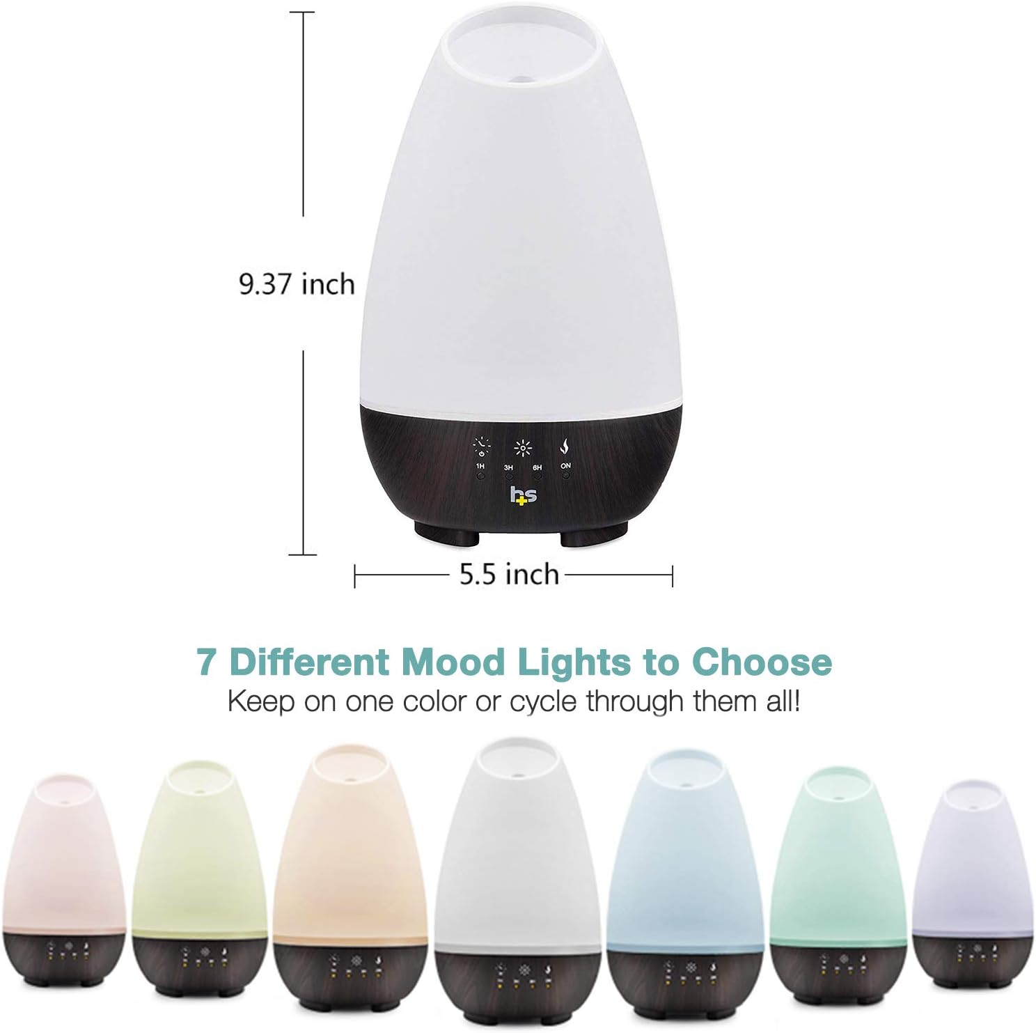 HealthSmart Aromatherapy Essential Oil Diffuser and Cool Mist Humidifier with 500ML Tank Ideal for Large Rooms Features Adjustable Timer, Mist Mode and 7 LED Light Colors, White: Health & Personal Care