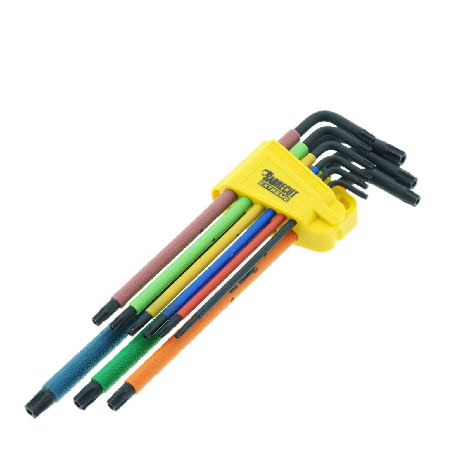 SabreCut 9 Piece SCTX009B Soft Grip Black Oxide Extra Long Torx Security Key Set with Colour Coding - Sizes T10-T50