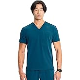 Cherokee Infinity Mens V-Neck Scrub Top, 1 Zip Chest Pocket, Rib-Knit Neckline, Side Vents – IN700A