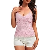 EMILYLE Y2K Women Cute Sparkle Backless Sequin Cami Top Mermaid Top V Neck Open Back Criss Cross Straps Summer Crop Tops