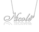 AOLO Nicole Heart Name Necklace Silver Stainless