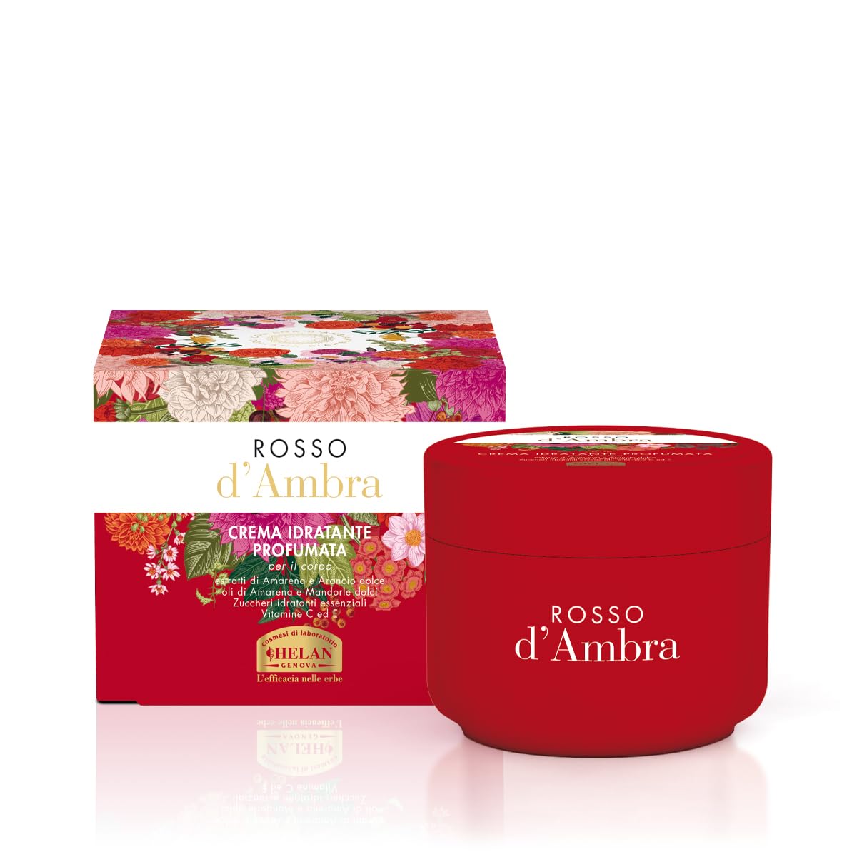 Helan, Amber Red - Moisturizing Body Cream Dry Skin with Sweet Almond Oil Vitamin C and Vitamin E Antioxidant, Natural Origin Scented Body Cream Nourishing Moisturizing Body Cream 200 ml
