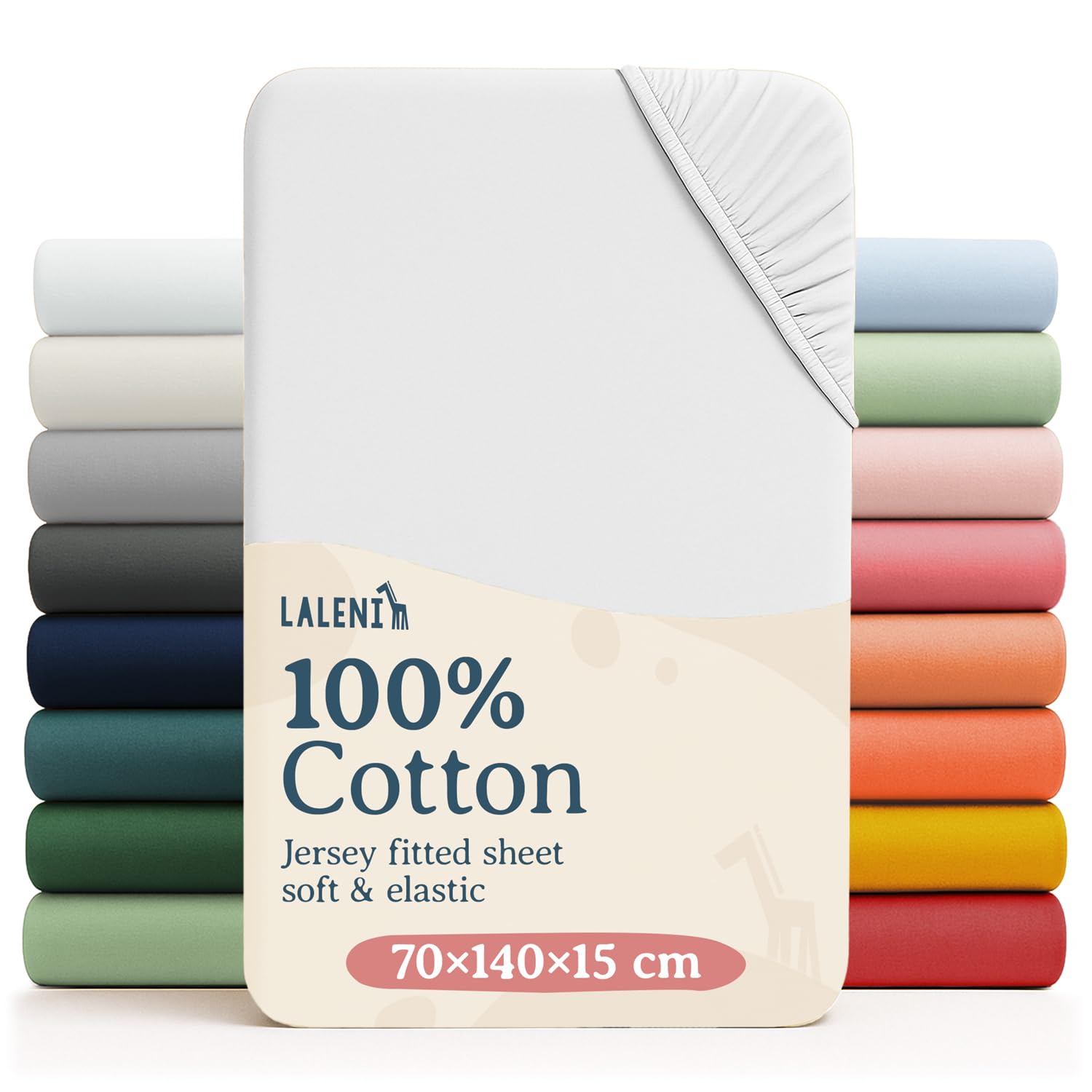 Laleni Jersey Fitted Sheets 70 x 140 cm Baby Bed Set of 2, Oeko-Tex Certified 100% Cotton Fitted Sheets, Baby Bedding 70 x 140, White