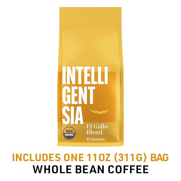 INTELLIGENTSIA COFFEE, USDA ORGANIC LIGHT ROAST WHOLE BEAN COFFEE – EL GALLO BLEND 11 OUNCE BAG