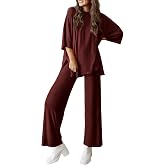 PRETTYGARDEN Two Piece Sets for Women Lounge Matching Set | Summer Fashion Airport Travel Outfit, Short Sleeve Oversized Tshirts, Wide Leg Pants Pockets, Spring Cruise Vacation Clothes