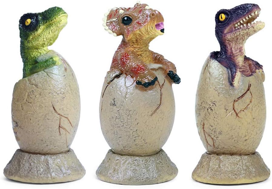 Mrncw - Three Dinosaur Eggs Dinosaurs, fingerlings, handicraft sculpture gifts, artificial animal decoration, very beautiful real, children's toys, boy toy gifts D19168