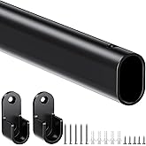Mavivegue Oval Closet Rod, Closet Rods for Hanging Clothes, Adjustable Closet Rod – Expandable 17 to 40 Inches, Heavy Duty Closet Rods for Laundry Room, RV, Closet Storage (Black)