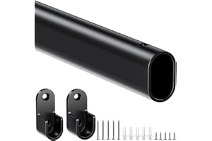 Mavivegue Oval Closet Rod, Closet Rods for Hanging Clothes, Adjustable Closet Rod – Expandable 28 to 40 Inches, Heavy Duty Closet Rods for Laundry Room, RV, Closet Storage (Black)