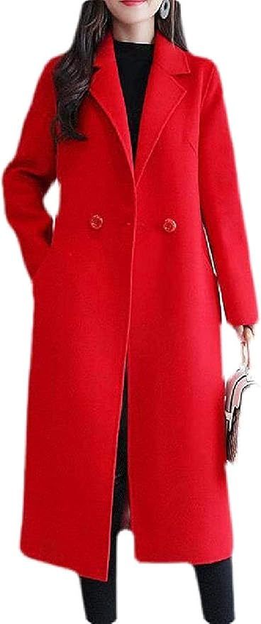 Amazon.com: Women Pea Coat Winter Plain Long Jacket Slim Fit Woollen Blend Overcoat,Red,X-Small 