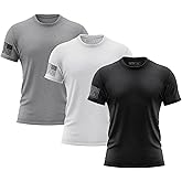 Patriot Crew Men's Gunmetal Fresh T-Shirt, American Classic Tee, USA & Freedom Style Shirt, Flag on Right Sleeve (3 Pack)