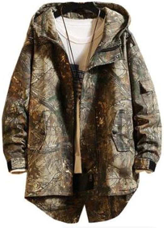 Amazon Gudeke トレンチコート メンズ ロングコート 迷彩柄 コート 2way スプリングコート フード付き パーカー ダスターコート カジュアル ゆったり 防風 防寒ジャケット ライダースジャケット 無地 アウター シンプル 通勤 コート ジャケット 通販