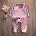 Baby Boys Girls Christmas Long Sleeve Red White Striped Reindeer Romper (90(12-18M), B)