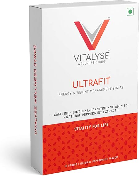 Vitalyse Wellness Strips - UltraFit - Energy & Weight Management Strips - 10 Strips. Helps provide Instant Energy, Improves Alertness, Boosts Metabolism, Helps promote Fat burn, Effective in Weight Management, Zero Calories, No Sugar
