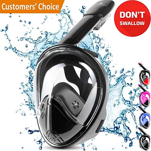Snorkel Mask Full Face - Snorkel Set - Swim Mask - Snorkeling Equipment - Anti Fog Easybreath Snorkeling Mask - Panoramic Seaview Scuba Diving Swimming Mask for Women Men Kids Youth Adult Childrens