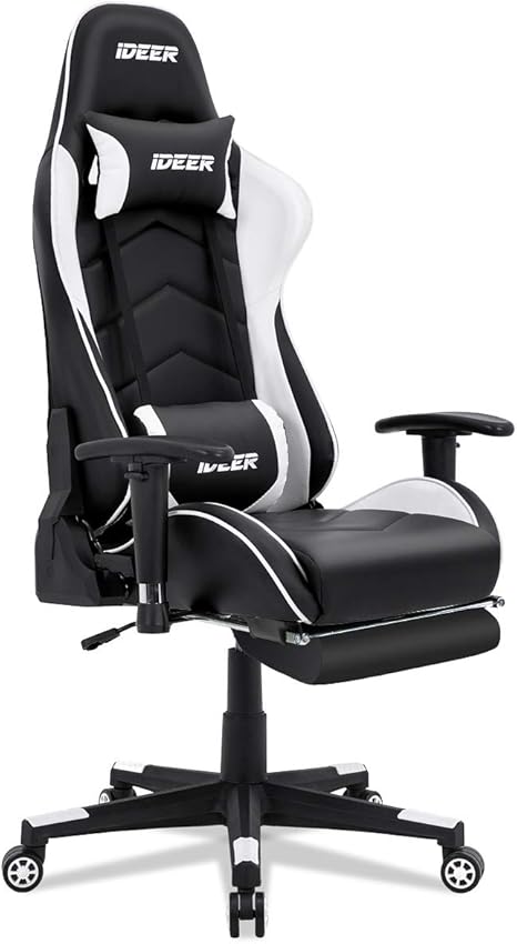 Amazon Co Jp ゲーミングチェア オフィスチェア デスクチェア ゲーム用チェア リクライニング パソコンチェア ハイバック ヘッドレスト 腰痛対策 ランバーサポート ひじ掛け付き 一年保証 ホワイト 1 ホーム キッチン