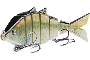 BASSDASH Bone Swimbait Multi Jointed Hard Fishing Lure for Bass Trout Bluegill Pike with Angled Cut Segments 3.7in/0.66oz