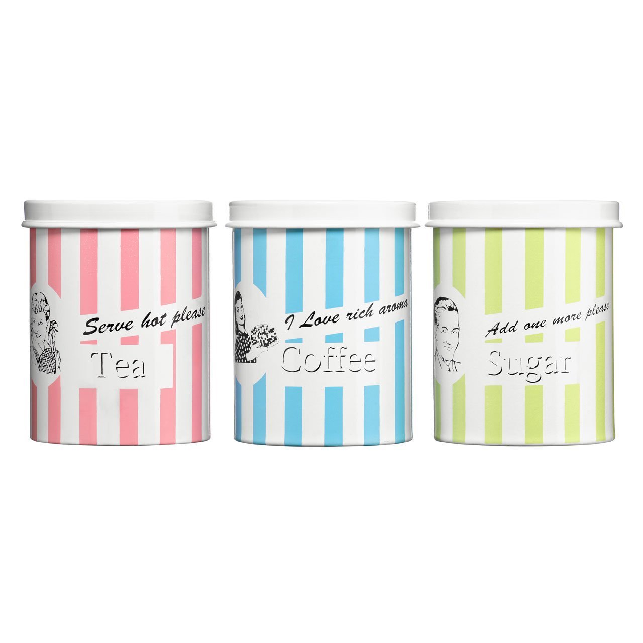 Funky Red Enamel Tea Coffee Sugar Storage Canisters Set Amazon.co.uk