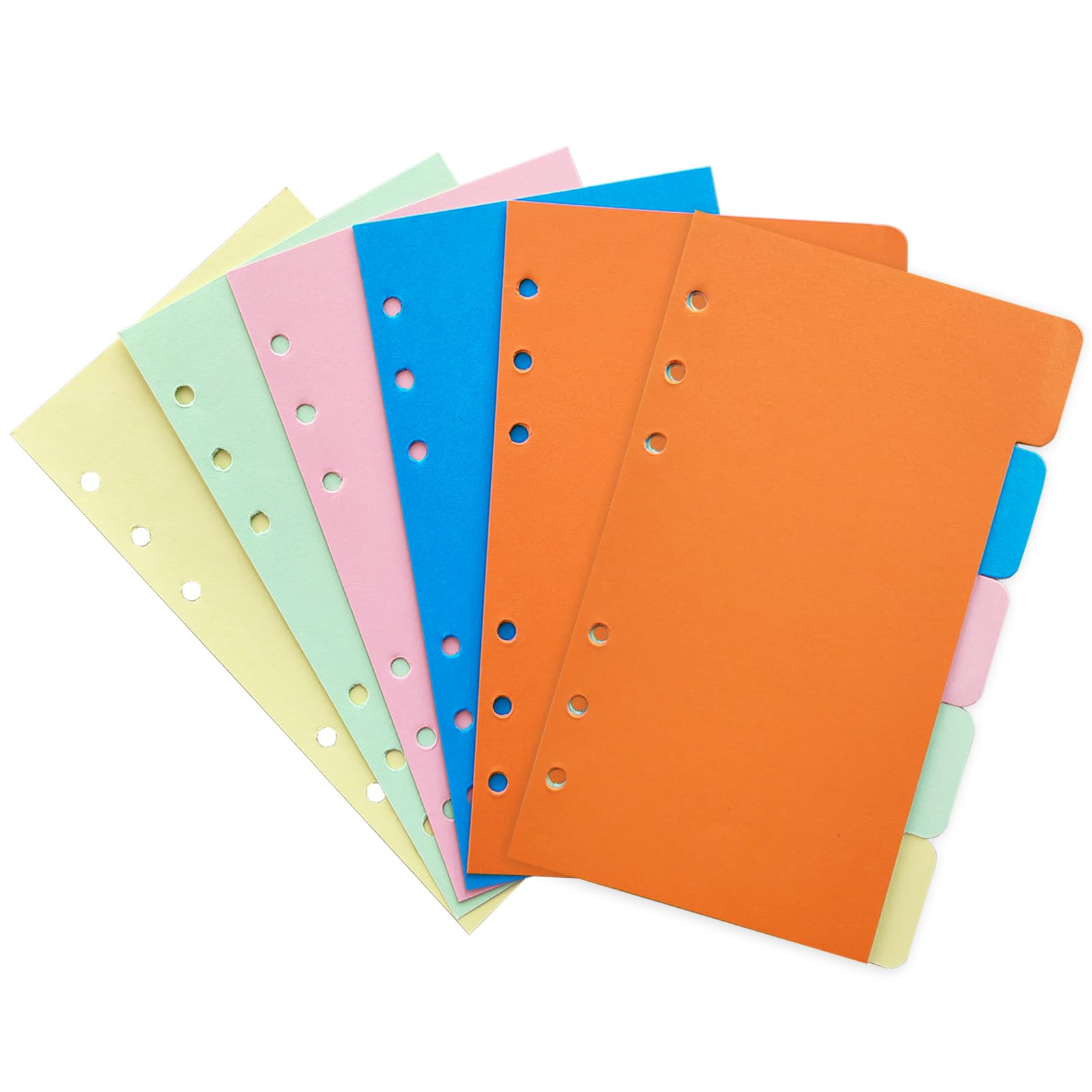 DY.2ten Binder Dividers for 6-Holes Ring Binder, 1/5 Cut Tabs, A6 Size, Sturdy Paper Dividers with 5 Tabs for School Office Home, 2 Sets, 10 Dividers