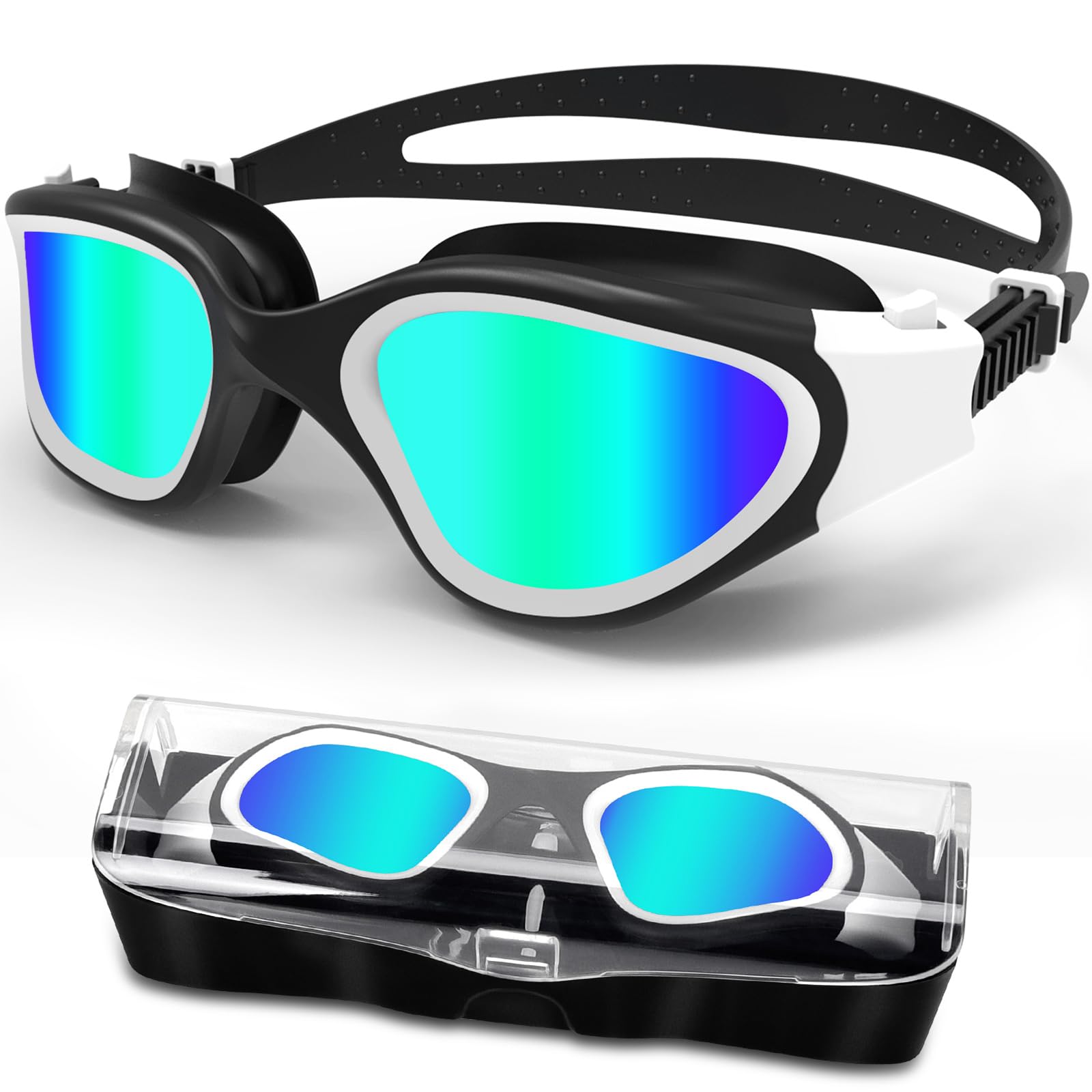 HotSrace Swimming Goggles Polarized/Non Polarized Anti Fog Anti UV No Leakage,Swim Goggles Soft Silicone Clear Vision Easy to Adjust for Adult Men Women Teenager