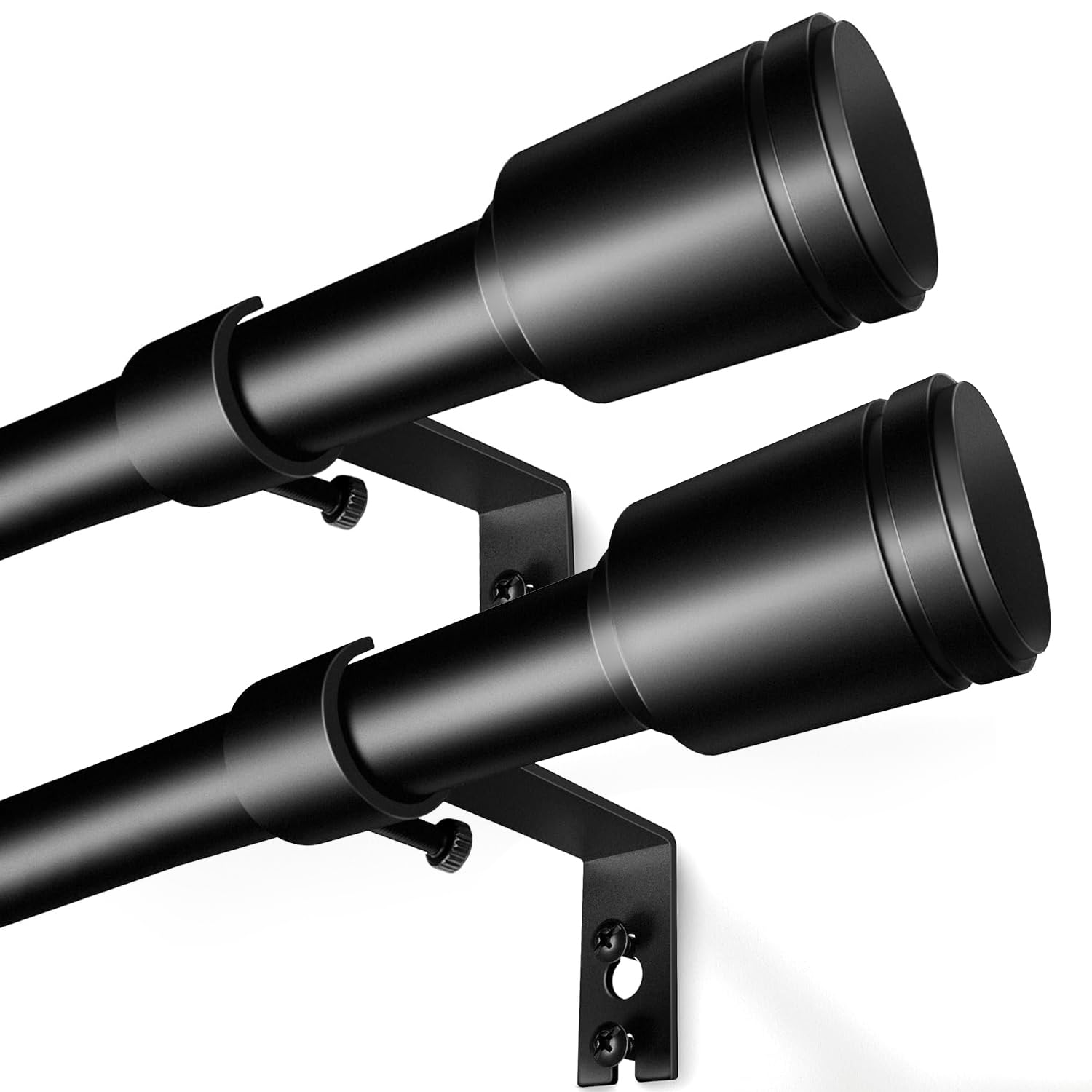 Photo 1 of 5/8” Diameter Curtain Rods 30-60 Inch, for 30-54 Inch Windows, Adjustable Splicing Black Curtain Rods for Windows with Brackets, Window Rod Long Small Curtains Rod, 2 Pack