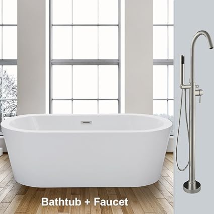 Woodbridge Acrylic Freestanding Bathtub Soaking Tub Brushed Nickel
