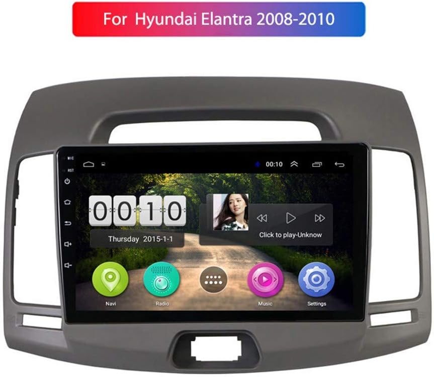 JIERTYU Car Radio Multimedia Video Player Navigation GPS Android 8.1 9 Inch For Hyundai Elantra 2008-2010 Support Swc Wifi, Equipped With A 1.2 GHz Quad Core CPU