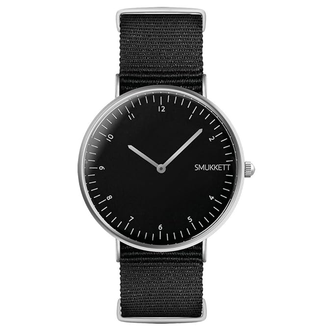 SMUKKETT Watch flache Herren und Damen Armband-Uhr mit vegan Nato-Nylon Wildleder Glatt-Leder oder Velours-Band in 36-40 mm A