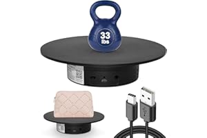 COMXIM Motorized Rotating Display Stand 9.9in/33lbs, Cup Display Turner, 360 Degree Photography Turntable for Tumbler, Spinning Platform for Jewelry Display, USB Type-C (25cm Black)