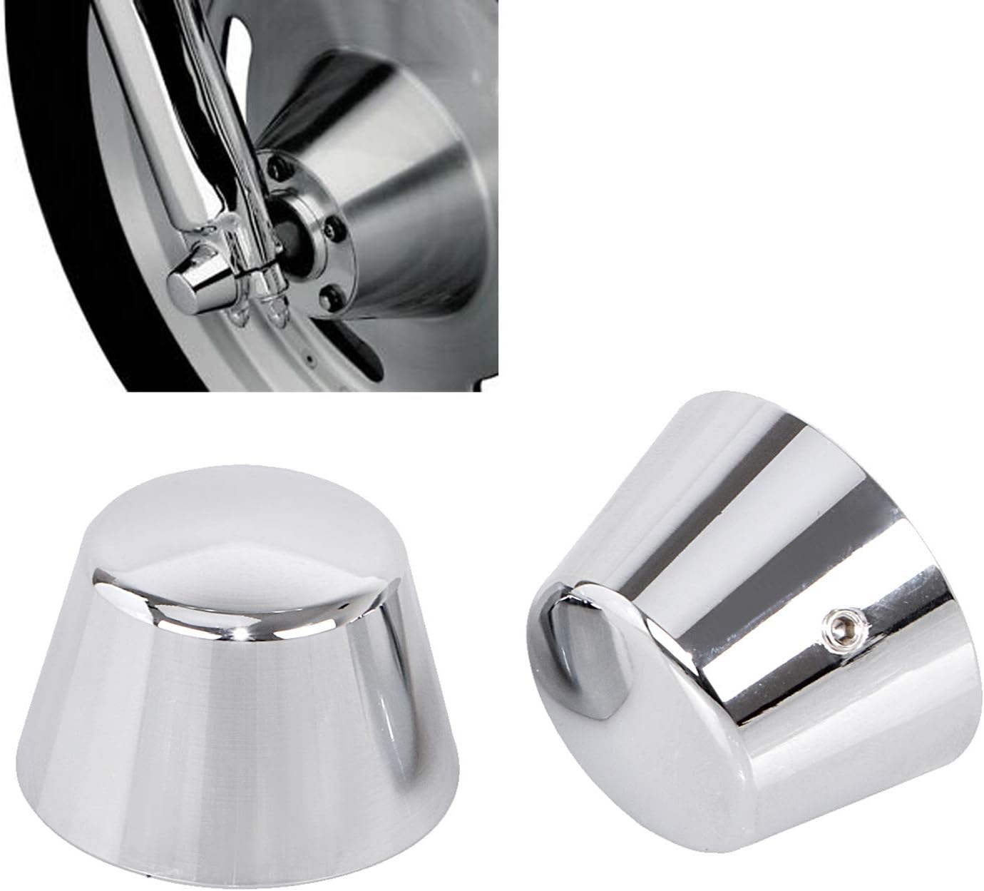 XMMT Motorcycle Chrome Front Axle Nut Cover Caps for Harley