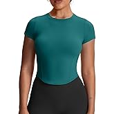 Aoxjox Women's Short Sleeve T-Shirts GEO Baby Tee Workout Gym Yoga Crop Top