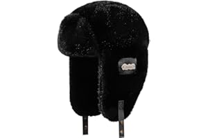 Gvatasz Fluffy Trapper Hats Winter Cozy Plush Ushanka Russian Hat Windproof Ski Hat Pilot Aviator Cap Cold Weather Hat