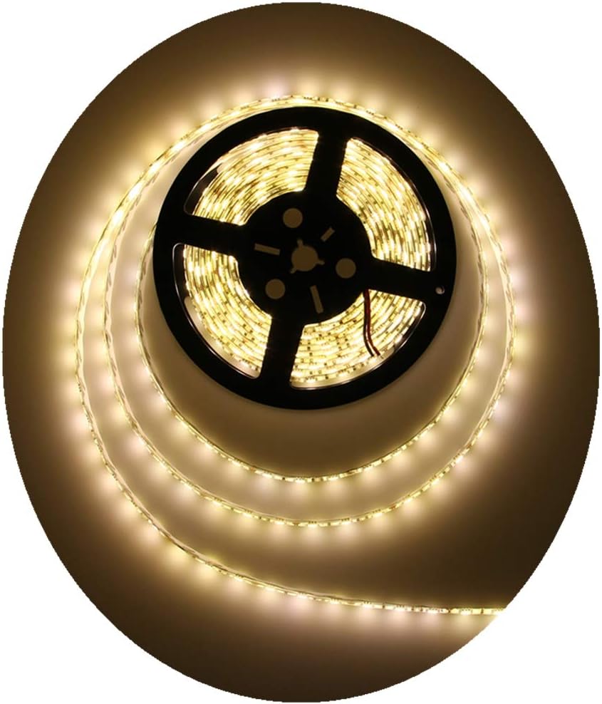 Alarmpore 16.4FT 5M SMD 5050 Waterproof 300LEDs Warm White 3500K LED Light Strips for Decorative Purposes, LED Flexible Ribbon Lighting