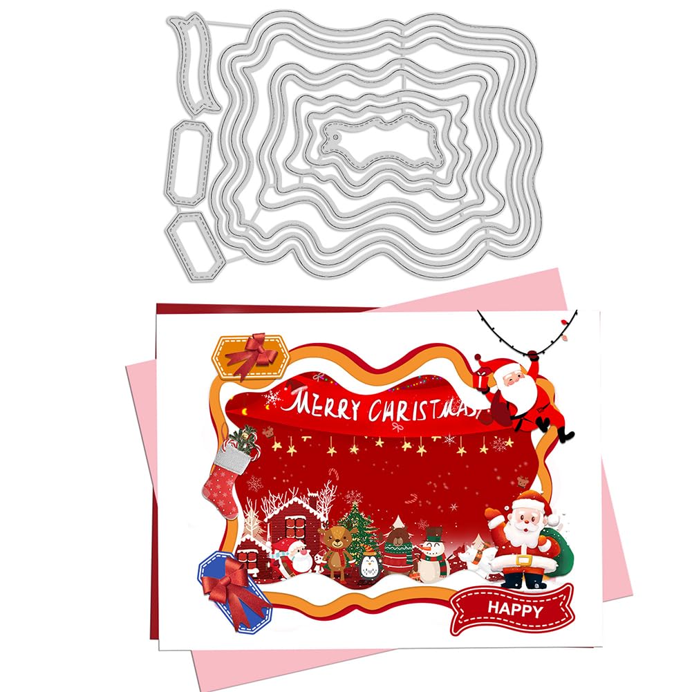 INFUNLY Layering Frame Cutting Dies Irregular Rectangle Metal Die Cut Layered Nesting Stencils Background Die Cuts for Card Making DIY Paper Crafting Scrapbooking Decor (HOME-IN0002-73-EU30)