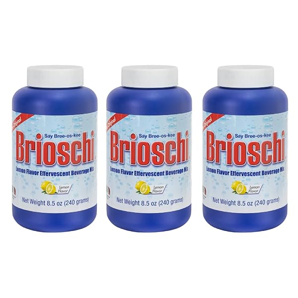 BRIOSCHI ITALIAN LEMON FLAVORED EFFERVESCENT HEARTBURN, UPSET STOMACH, ACID INDIGESTION, 8.5 OZ BOTTLE (PACK OF 3)